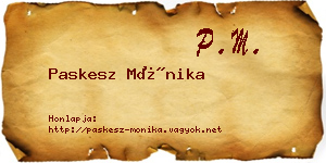 Paskesz Mónika névjegykártya